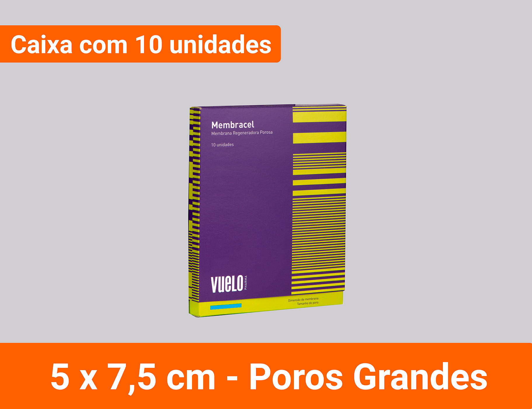 CAIXA COM 10 UNIDADES - MEMBRACEL POROS GRANDES 5x7.5 CM